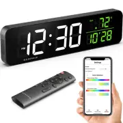 15.2" Large Digital Wall Clock with App & Remote Control, Customizable RGB Co...