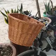 Bicycle Basket Vintage Wicker Front handlebar Basket Bike Woven Cargo Container