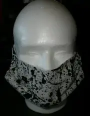 Face Mask Black and White Splatter Pattern Covering 100% Cotton