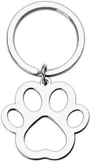 [YangQian] Silver Paw Print Keychain for Women Men Dog Cat Lovers Gifts for Women Men Friends Family Birthday Christmas Xmas Gifts for Women Men Cat Dog Owners Gift Ideas for Girls Boys Pet Keychain Gift