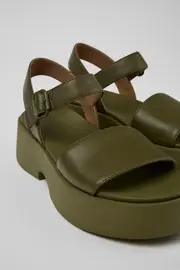 Tasha Green Leather Sandal for Women