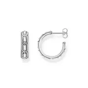 Genuine THOMAS SABO Hoop earrings Crocodile shell structure silver blackened