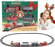 Toy Train Set for Boys,Toy Train Set for Under Christmas Tree with Light and Sound - Electric Locomotive, Cargo Car Railway Tracks for Boys and Girls