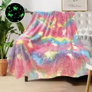 Soft Unicorn Blanket Glow in the Dark Fleece Throw for Kids All Seasons 40x50