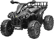 12V Electric Ride On ATV Car Quad Bike Kids Vehicle Toy with 4 Wheeler Children Motorised Rechargeable Battery MP3 USB LED Black