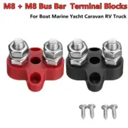 2PCS Bus Bar Terminal Junction Blocks Positive Power Distribution Studs M8 Boat