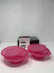 New Set of 2 Tupperware Flat Out Containers 3 Cup, Pink, d