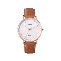 在飛比找Yahoo奇摩購物中心優惠-LICORNE 力抗錶 極簡主義紳士手錶-白x淺咖啡/41m