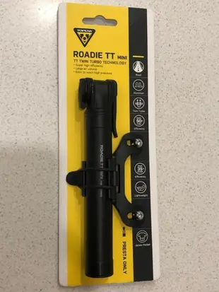 Topeak渦輪增壓雙作動式迷你打氣筒Roadie TT Mini,黑 隨身打氣 法嘴用