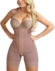 [Generic] Tummy Control Shapewear Slimming Lace Front Closure Hook-Eye Three-Breasted Front Closure Double Compression Garment