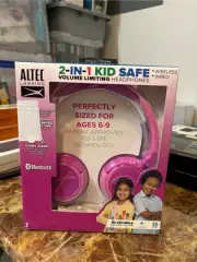 NEW KIDS HEADPHONES WIRELESS WIRED 2 in 1 CHILD SAFE Altec Dark Pink NIB