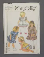 Simplicity 7411 Vtg 1986 Toddlers' Dress, Pinafore and Panties Sz 1/2-1 Uncut FF