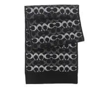 在飛比找ETMall東森購物網優惠-COACH 滿版CC Logo 羊毛及金屬纖維圍巾(黑色) 
