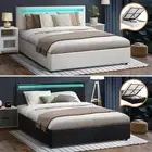 Oikiture Bed Frame Queen Double King Single RGB LED Gas Lift Base Storage