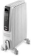 De'Longhi Dragon 4 Electric Oil Column Heater TRD41500ET, 7 Fin Home Heater for Medium Rooms, Safety Thermostat, 24-Hour Timer, LED Display, 1500W, White
