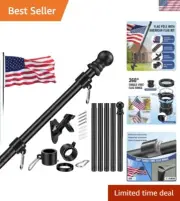 American Flag Pole Kit with 3x5 ft Flag and Tangle-Free Spinning Design