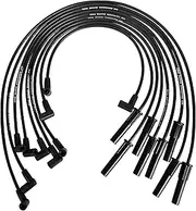 RLP Silicone Spark Plug Wires Set 8.0mm Black Replacement for Buick Big Block Small Cap HEI Distributor Fit 1967-1969 400Ci 430Ci 1970-1976 455Ci with Coil Wire