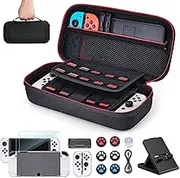 Younik Switch OLED Accessories Bundle, 16 in 1 Accessories Kit Includes Switch OLED Carrying Case, Protective Case Cover for Console & J-Con, Screen Protector, Adjustable Stand, Switch Game Case