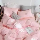 Cartoon Cute BeddingSet Chessboard Quilt Cover Kawaii Sheet Pillowcase Bed Linen