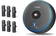 Conference Speaker with 6 Wireless Mics, USB Speakerphone with AI Noise Reduction&360° Voice Pickup, Conference Microphone Compatible with Leading Platforms