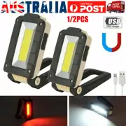 Cordless LED Work Light COB Inspection Lamp Magnetic Hand Torch USB Rechargeable