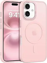 VENINGO iPhone 16 Case, Compatible with MagSafe Military-Grade Drop Protection Translucent Matte Back Slim Anti-Fingerprint Scratch-Resistant Shockproof Phone Bumper Case for iPhone 16 6.1 inch, Pink