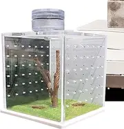 JIEBWCHA Jumping Spider Terrarium,Transparent Turtle Tank - Breeding Box Praying Mantis Habitat, Small Reptile Tank with Light Humidifier and Feeding Port for Amphibians and Other Invertebrates