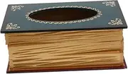 COHEALI Book Tissue Box Decorative Book Napkin case Dressers Napkin Holder Antique Tissue Cover Wooden Tissue Cover Wood Decor Napkin Storage Container Vintage Office Bedside Table