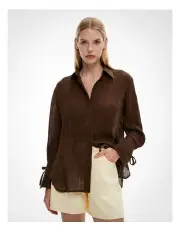 [Witchery] Tie Cuff Shirt in Cocoa