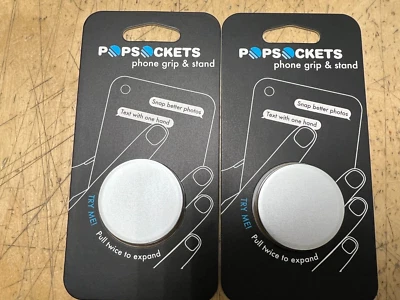 A lot of 2 PopSockets Finger phone Grip and Stand Silver