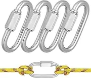 Cabilock 10pcs Threaded Quick Link Trailer Chain Hook Locking Carabiner Clip, M5 Stainless Steel Heavy Duty Clip for Climbing Camping Keychains and Outdoor Gear