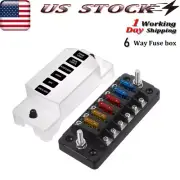 6 Way Blade Fuse Box Block Holder Kit Car Waterproof Power Distribution Panel