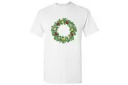Christmas Wreath Ring Leaf Cartoon Art White Men T Shirt Tee Top