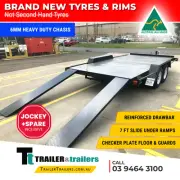 16x6'6 TANDEM AXLE HEAVY DUTY SEMI FLAT CAR CARRIER TRAILER -SPARE WHEEL +JOCKEY