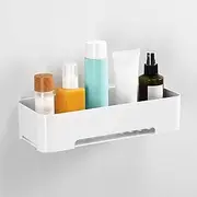 YOHOM Bathroom Shelf Adhesive Shower Caddy for Tile Wall Stick on Shower Shelf No Drilling White Shampoo Holder Organizer Plastic