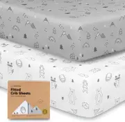 2-Pack Organic Cot Sheets for Boys, Girls - Jersey Fitted Cot Sheet, Baby Cot Sh