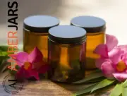2 x 175ml Amber Glass Jar Matt Black ALUMINIUM Lid candle skincare zero waste
