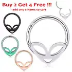1pc Stainless Steel Septum Clicker Nose Hoop Rings Hinged Segment Ring Piercing