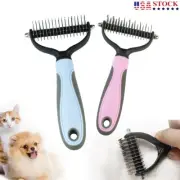 Pet Grooming Brush and Metal Comb Combination Long Hair Pet Tool Rake Dog Cat US