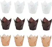 VERDANVERSE 1Set Tulip Shape Muffin Liners Oil Cake Wrappers Heat Resistant Baking Cups Natural for Cupcake Decoration and Presentation