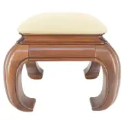Heavy Asian Solid Mahogany Foot Stool Bench Ottoman New Solid Linen Upholstery