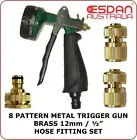 Garden lawn hose Watering Metal Trigger Spray Gun Brass connectors tap adaptor