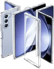 [ORETECH] Compatible with Samsung Galaxy Z Fold 5 Case, Samsung Z Fold 5 Cover with [Built-in Screen Protector] [Hinge Protection] 2 in 1 Ultra Thin Transparent Flexible TPU Bumper Z Fold 5 Case - Clear