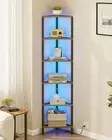 TUTOTAK Corner Shelf with LED Light 6-Tier Corner Bookshelf for Small Space N...