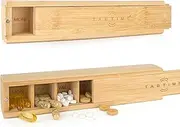 Bamboo Weekly Pill Box, 7 Day Tablet Organizer, Perfect for Vitamins, Pills and Supplements