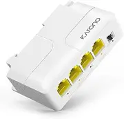 Karono PoE Extender 4 Port, 1 PoE in 3 PoE Out Gigabit Ethernet Repeater, 10/100/1000Mbps, IEEE802.3 af/at PoE Powered, Din-Rail & Wall Mount Passthrough POE Amplifier/Booster, Plug and Play