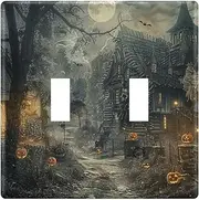AIXIWAWA Switch Plate Halloween Night Print, 1 Pack Home Decor Wall Plates 3-gang with Screw Size 6.37x4.48x0.27 in