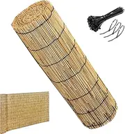 Balcony Privacy Screen Fencing, Natural Reed Roll, Decorative Fencing, Hand-Woven, Bamboo Fencing, Balcony Fencing Divider, Easy to Install (Black Cable Ties Cord)(1.4 * 6m(4.6 * 19.7ft))