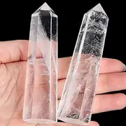 LAIDANLA Clear Quartz 3.7"-4"Healing Crystals Wands Polishing Hexagonal Point Obelisk Natural Reiki Gemstones for Meditation Therapy Crystal Grid