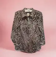 Chico's 2 Tunic Top Shirt Blouse No Iron Pockets Stretch Leopard L 12/14 Chicos